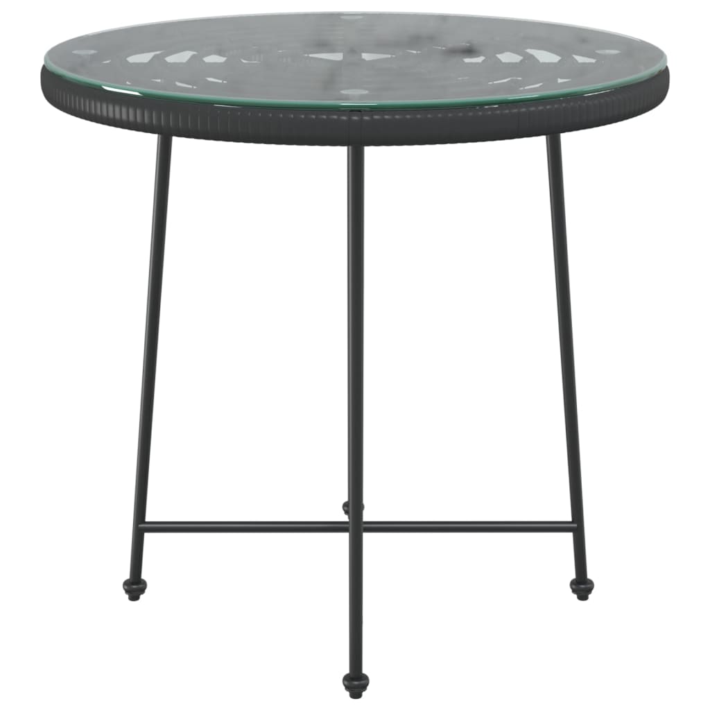 vidaXL Table de salle à manger Noir Ø80 cm Verre trempé et acier