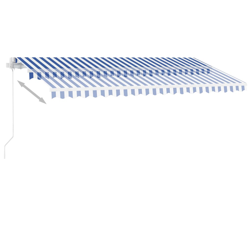 vidaXL Auvent manuel rétractable avec LED 400x350 cm Bleu et blanc