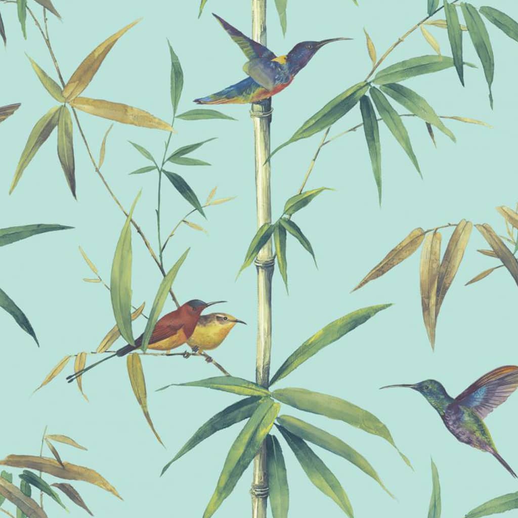 Noordwand Papier peint Kolibri and Bamboo Turquoise