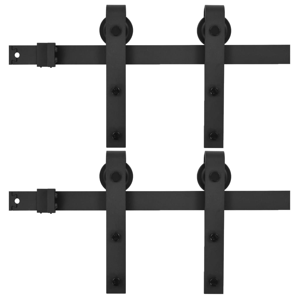 vidaXL Kits de fixation pour porte coulissante 2 pcs 200 cm Acier Noir
