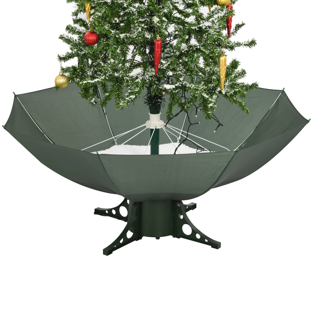 vidaXL Arbre de Noël neigeux avec base de parapluie Vert 170 cm