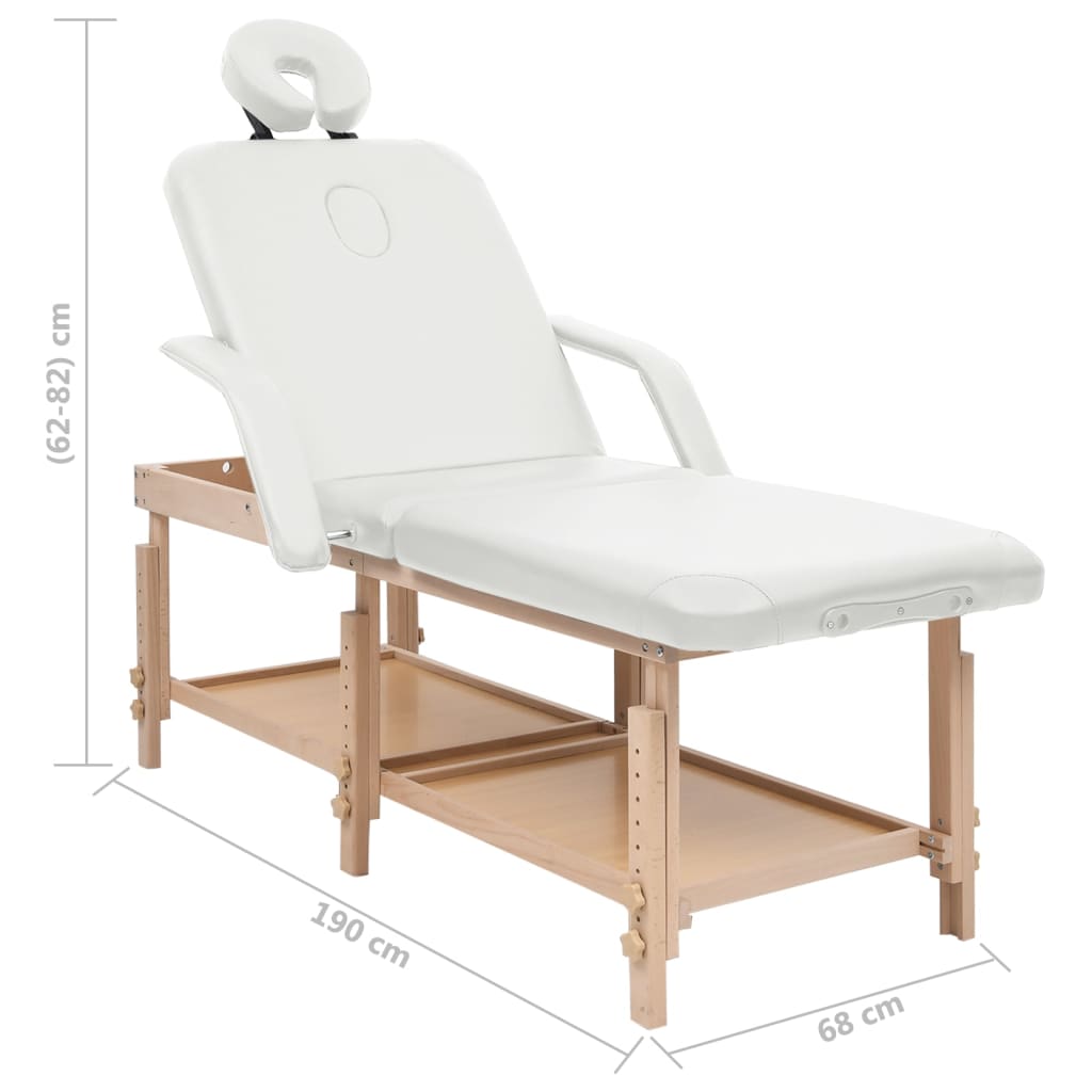 vidaXL Table de massage à 3 zones Blanc Similicuir