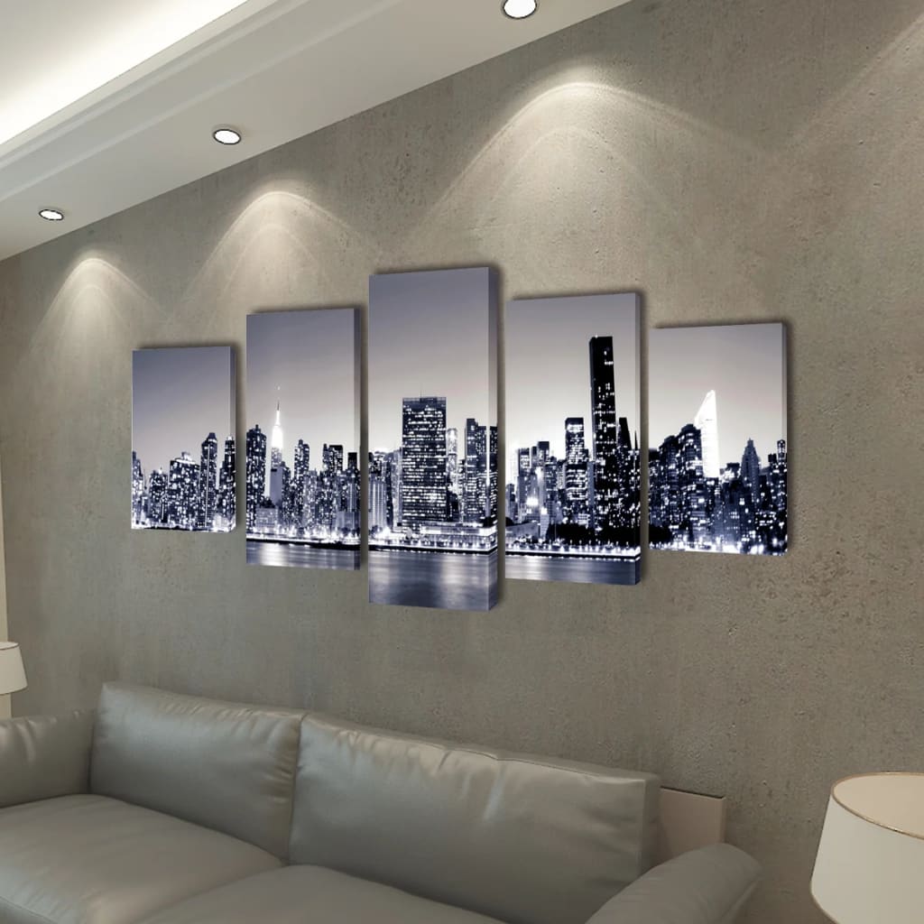 Set de toiles murales imprimées Horizon de New York monochrome