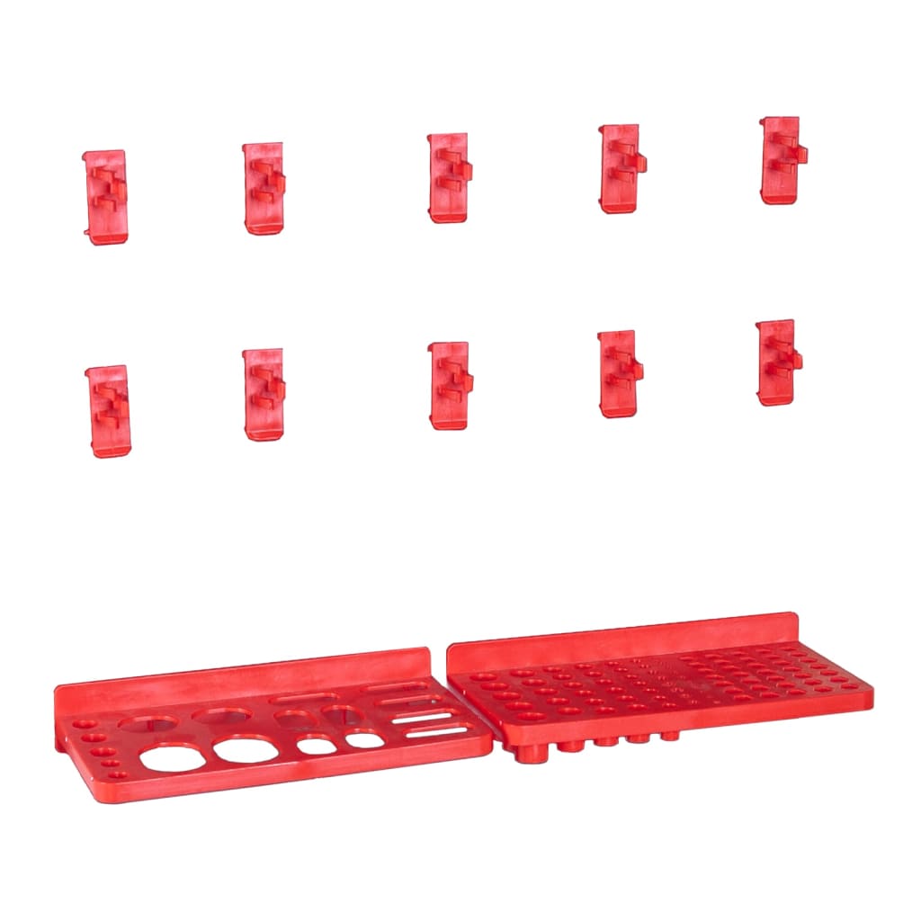 vidaXL Kit de bacs de stockage et panneaux muraux 34 pcs Rouge et noir