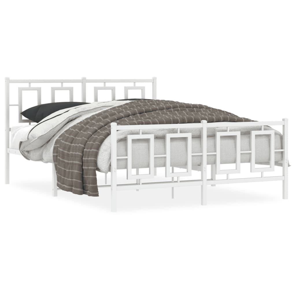 vidaXL Cadre de lit métal avec tête de lit/pied de lit blanc 140x200cm