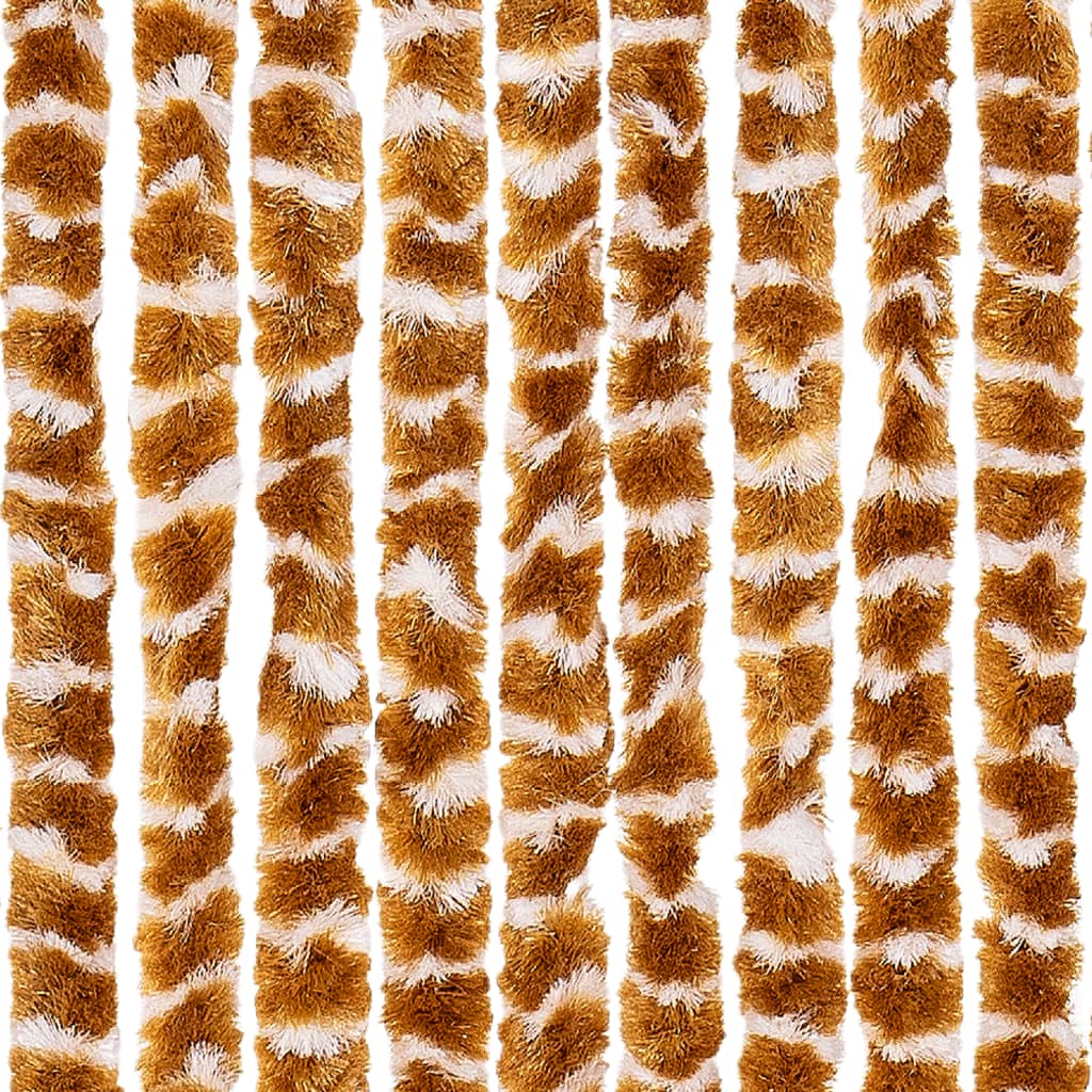 vidaXL Rideau anti-mouches ocre et blanc 100x200 cm chenille