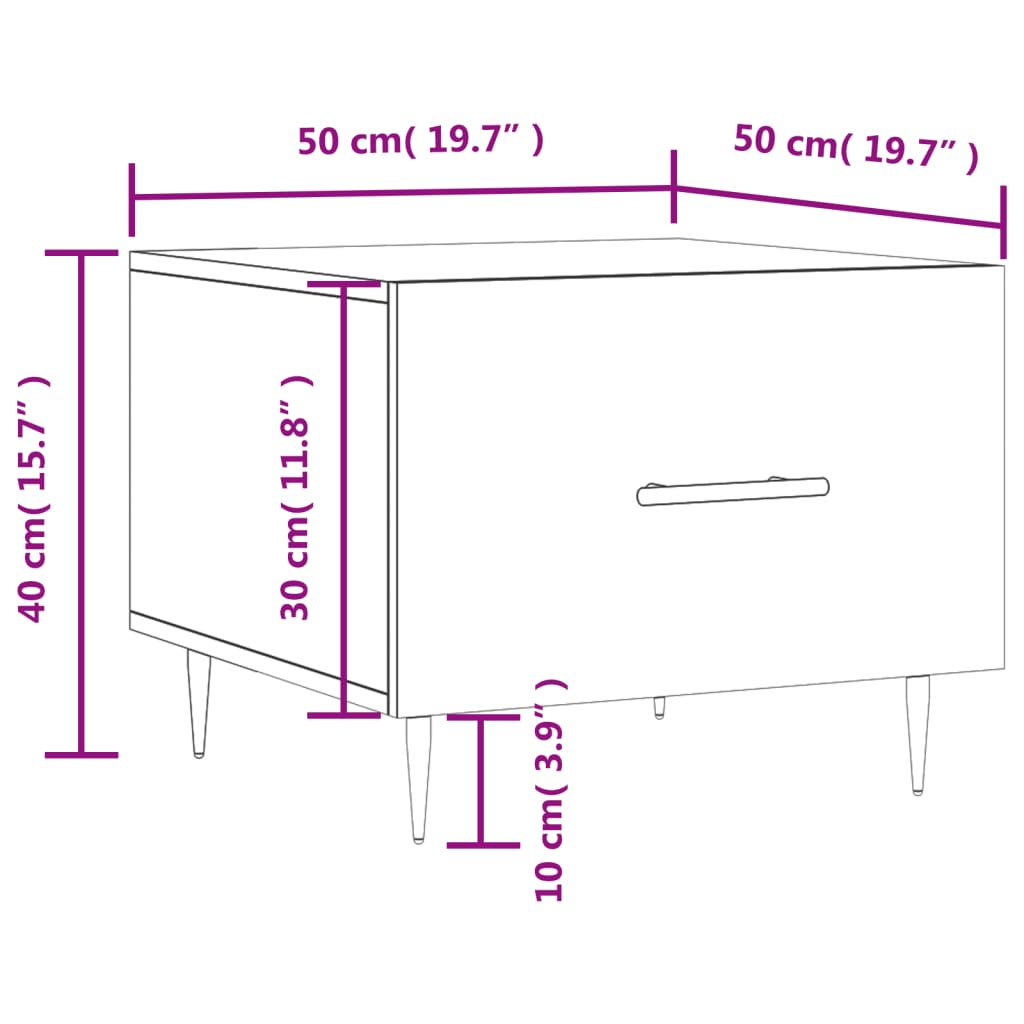vidaXL Table basse blanc 50x50x40 cm bois d'ingénierie