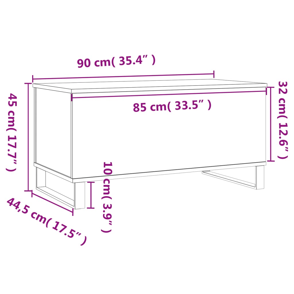 vidaXL Table basse Chêne sonoma 90x44,5x45 cm Bois d'ingénierie