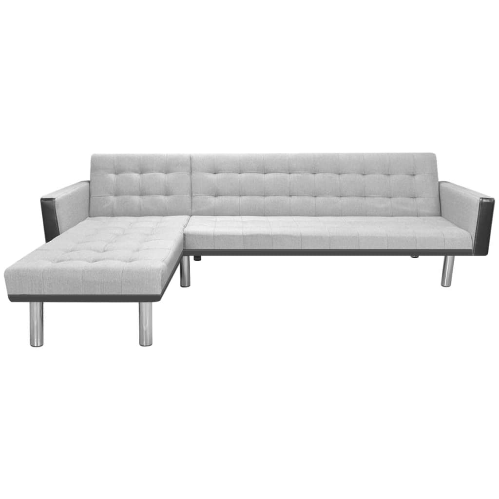 vidaXL Canapé-lit d'angle tissu 218 x 155 x 69 cm Noir et Gris