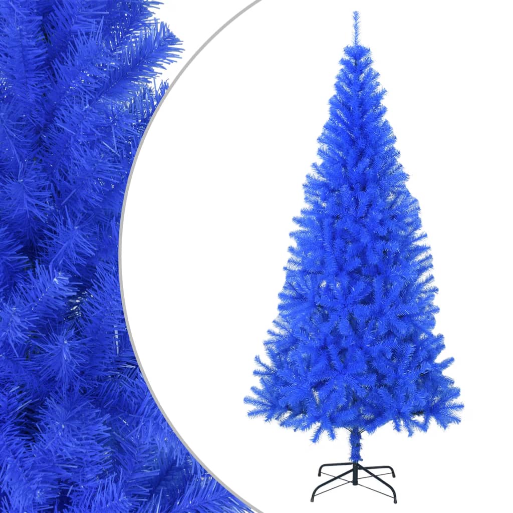 vidaXL Sapin de Noël artificiel avec support bleu 210 cm PVC