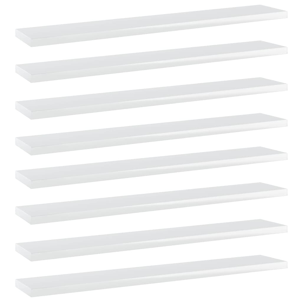 vidaXL Panneaux bibliothèque 8pcs Blanc brillant 60x10x1,5cm Aggloméré