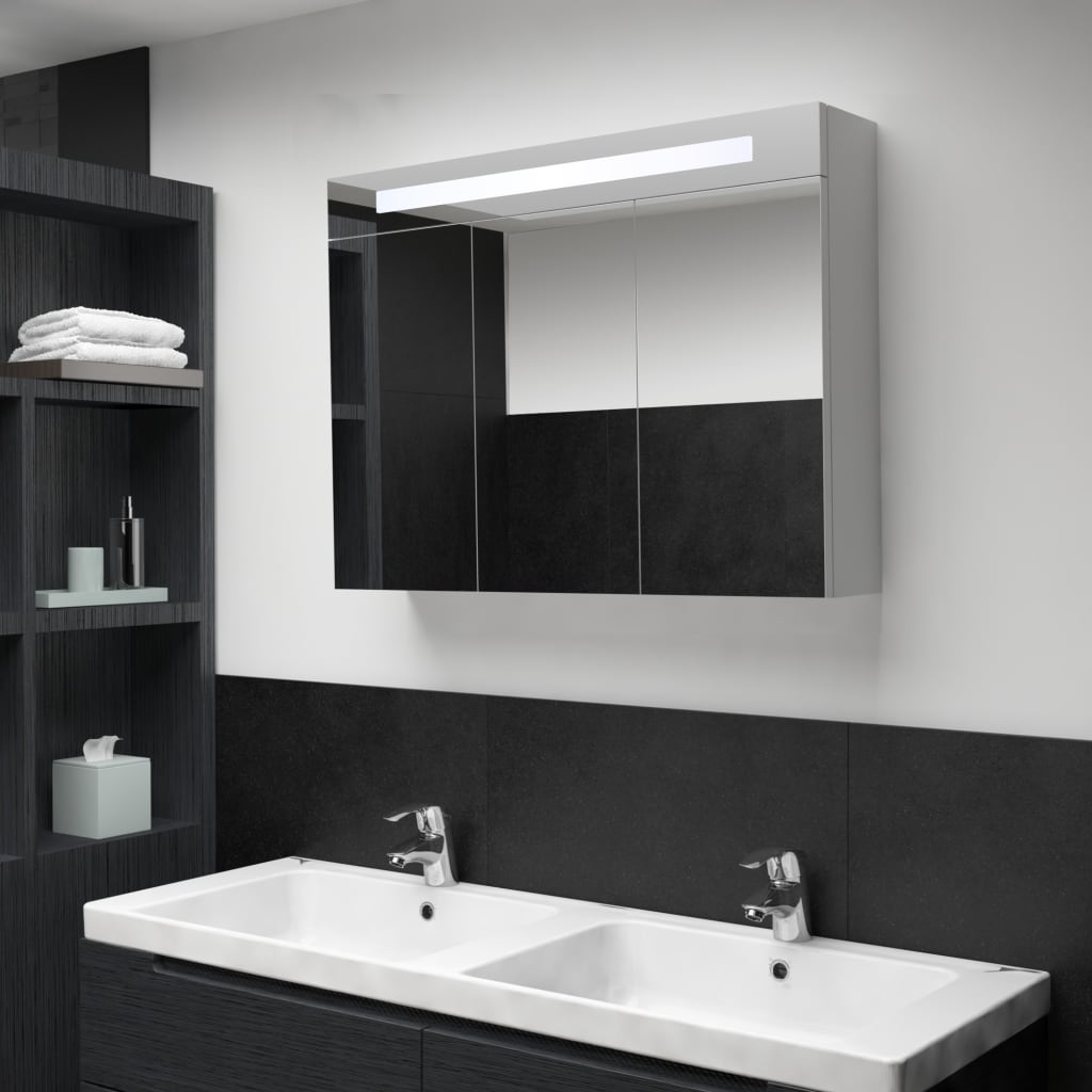 vidaXL Armoire de salle de bain à miroir LED 88x13x62 cm
