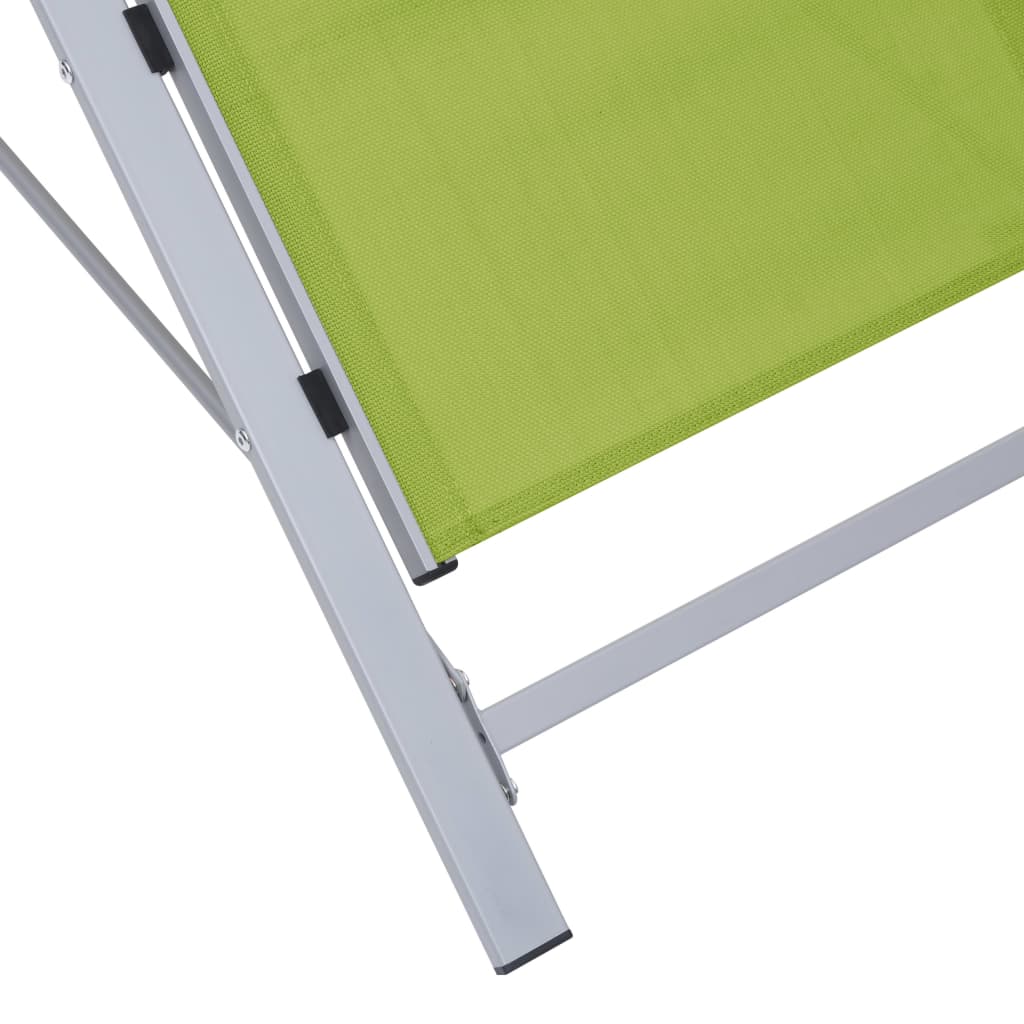 vidaXL Chaises longues 2 pcs avec table Aluminium Vert