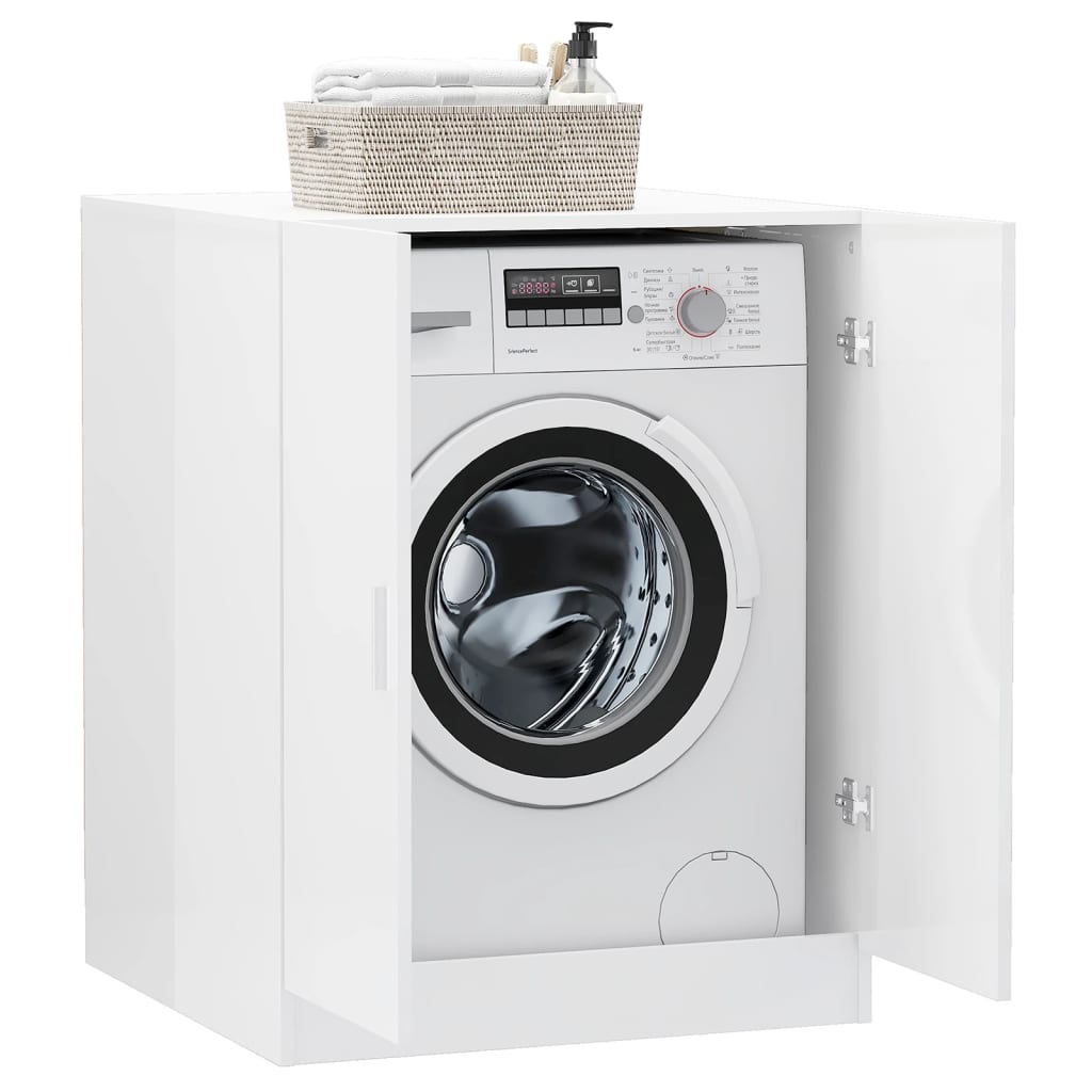 Fmd meuble pour machine à laver avec espace de rangement blanc 913