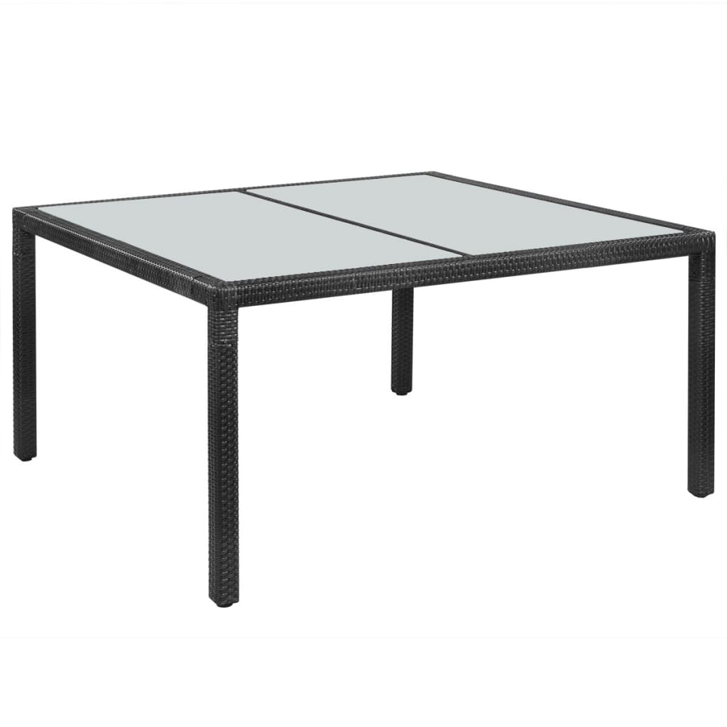vidaXL Table de jardin Noir 150x90x75 cm Résine tressée