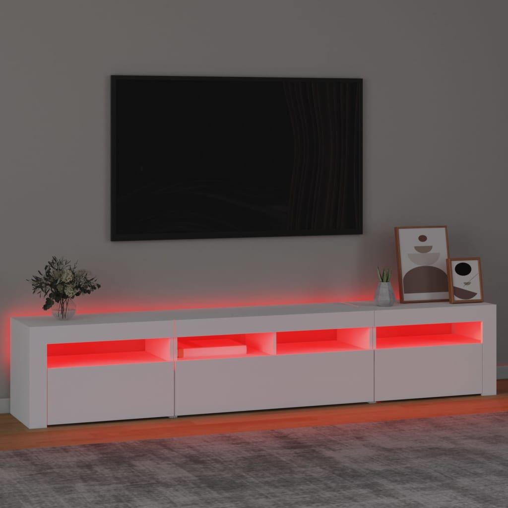 vidaXL Meuble TV avec lumières LED Noir 210x35x40 cm