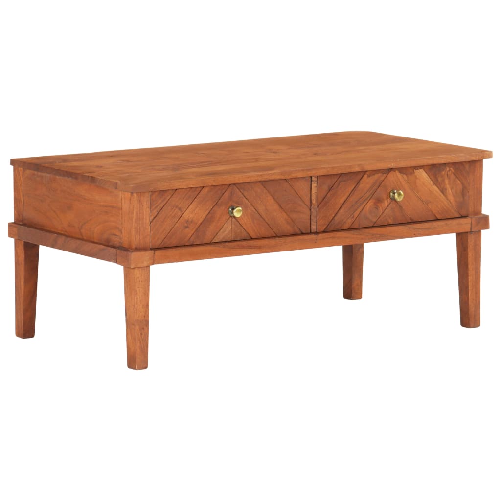 Table Basse Ronde Acacia Massif Et Verre – VidaXL – D60 X H39 Cm – Style Art Déco