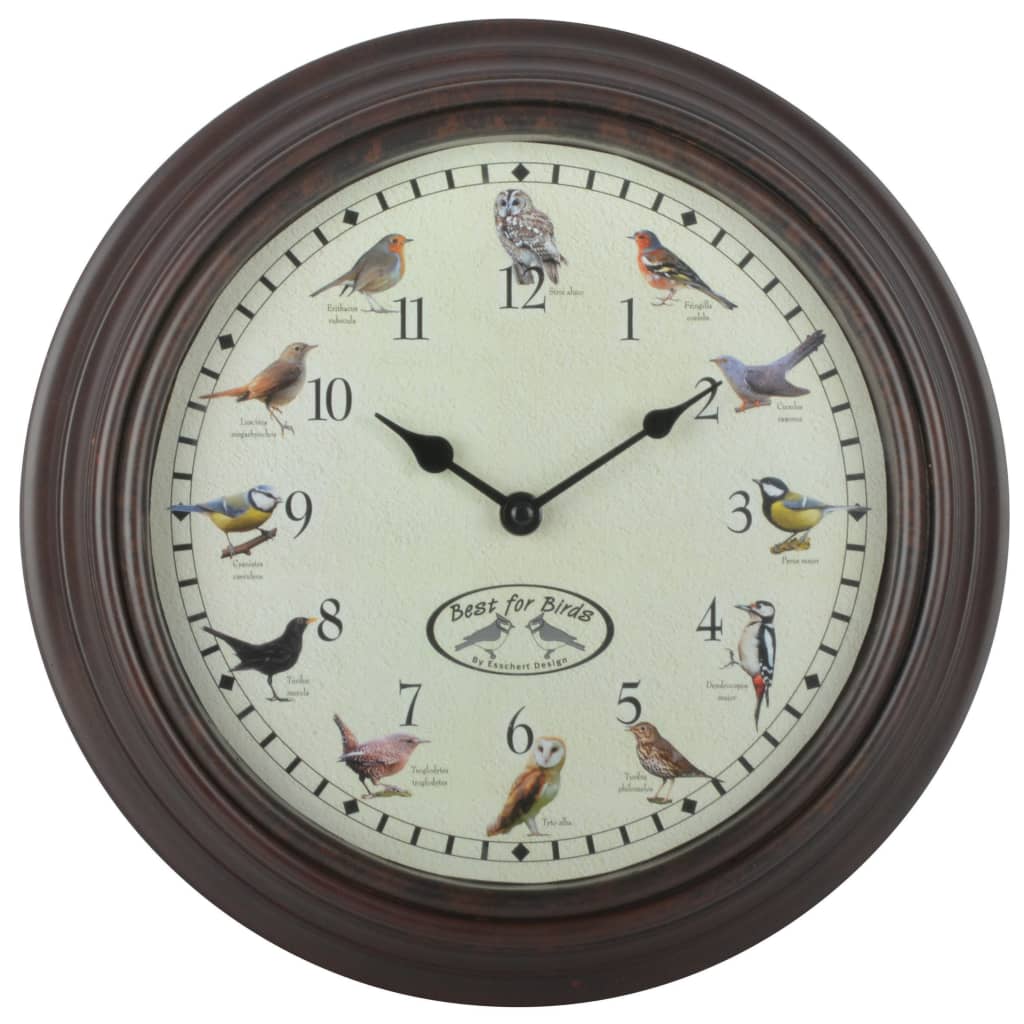 Esschert Design Horloge avec sons d'oiseaux