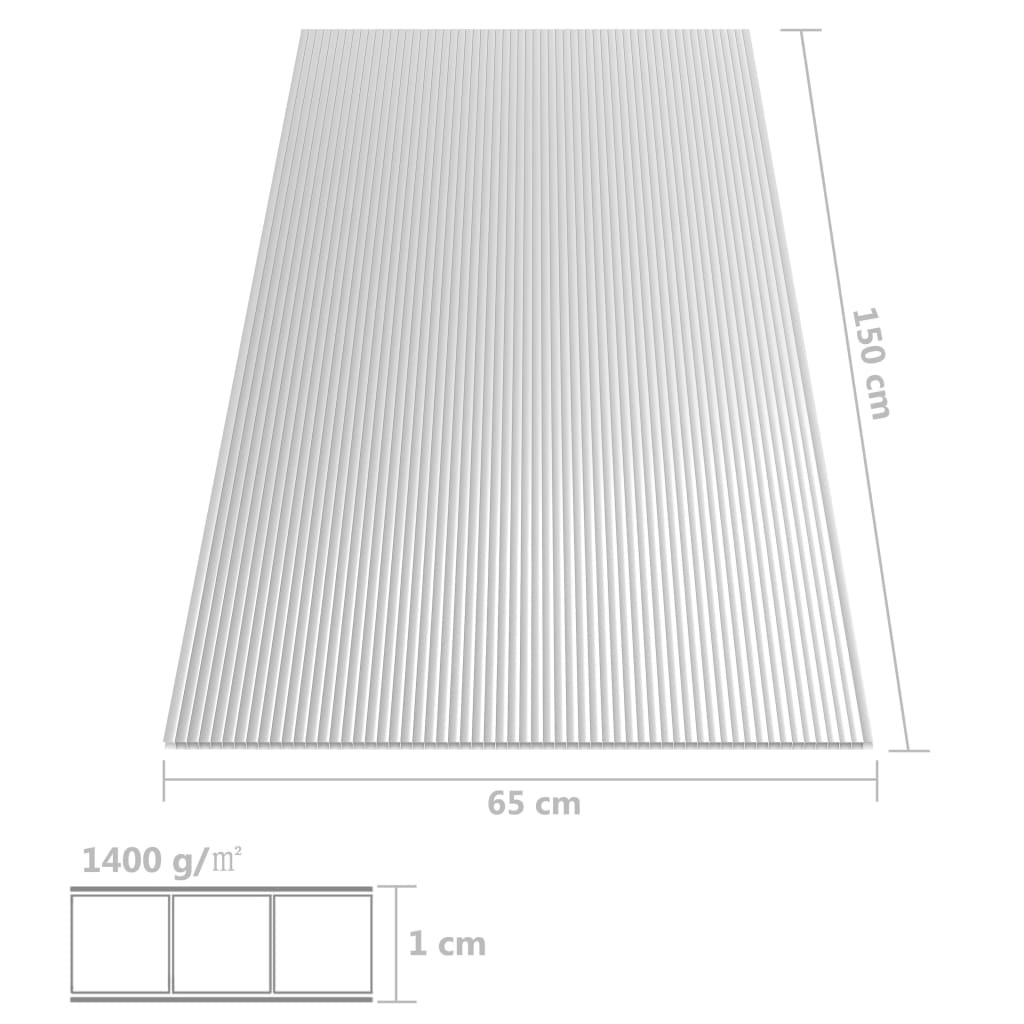 vidaXL Feuilles de polycarbonate 2 pcs 10 mm 150x65 cm