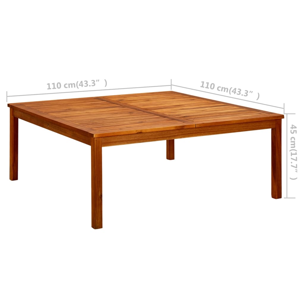 vidaXL Table basse de jardin 110x110x45 cm Bois solide d'acacia