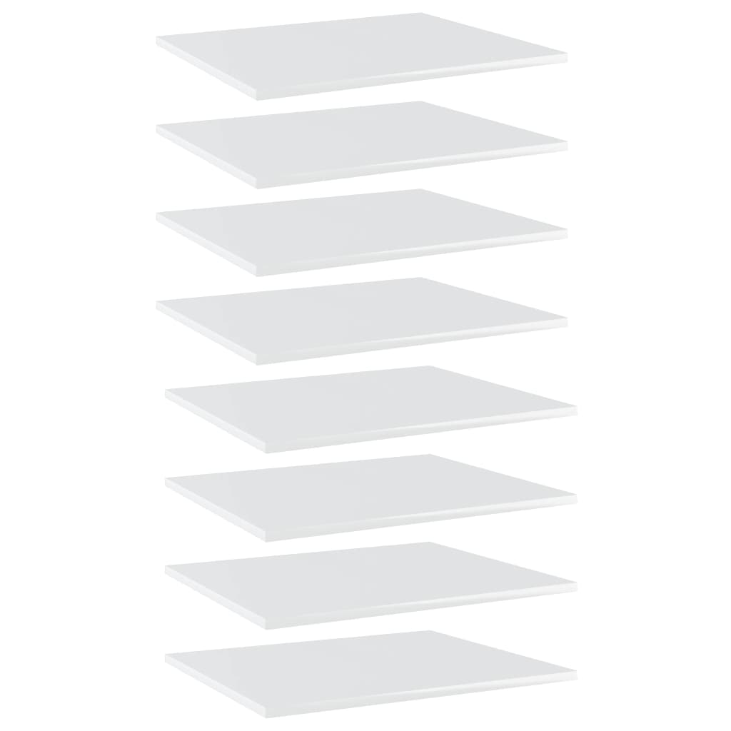 vidaXL Panneaux bibliothèque 8pcs Blanc brillant 60x50x1,5cm Aggloméré