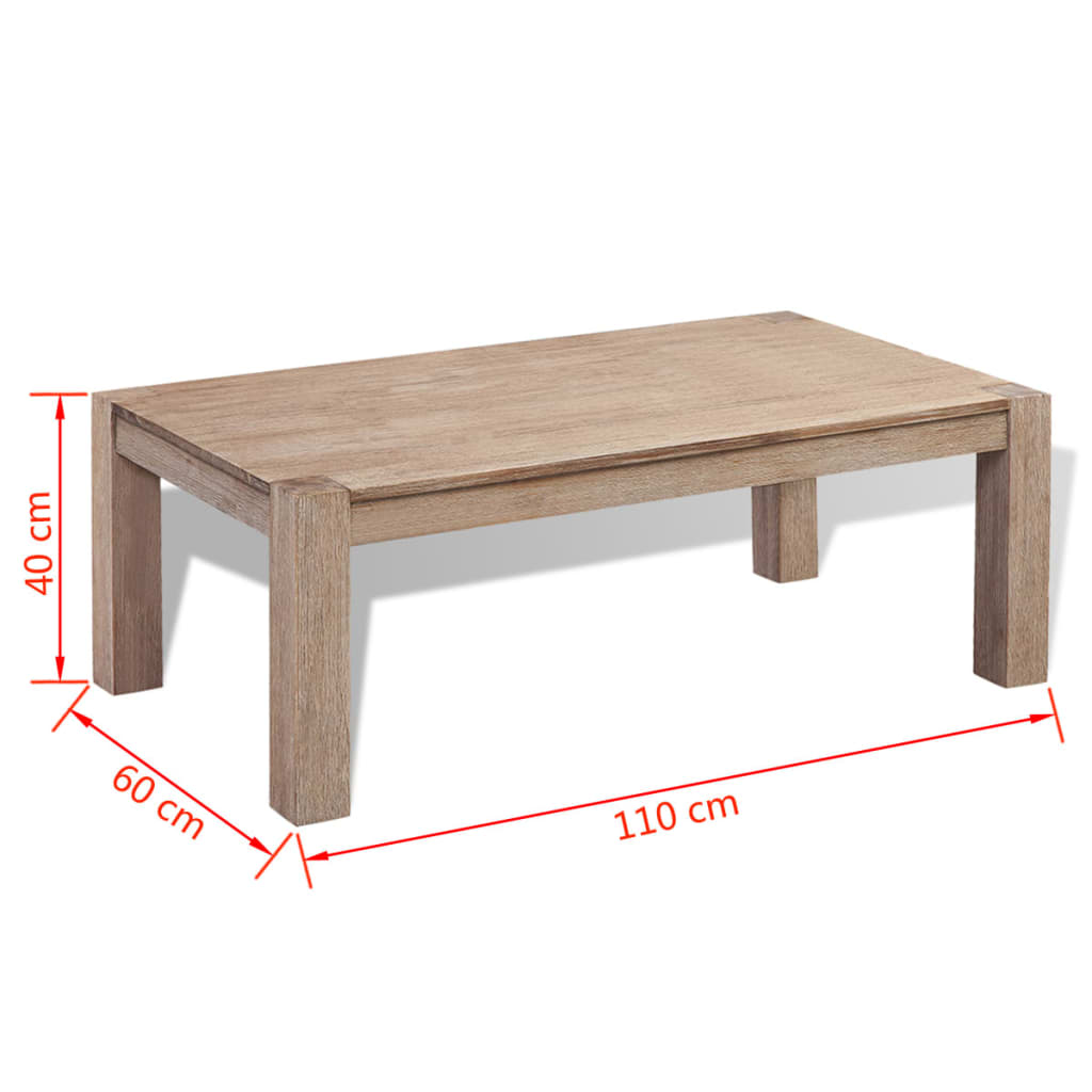 vidaXL Table basse en bois d'acacia massif brossé 110x60x40 cm