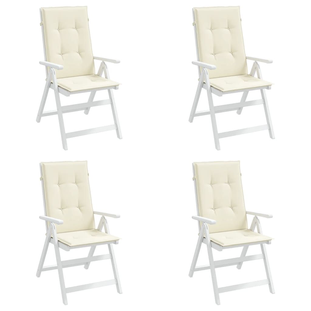 vidaXL Coussins de chaise de jardin dossier haut lot de 4 crème tissu