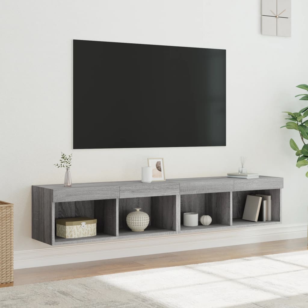 vidaXL Meubles TV avec lumières LED 2 pcs sonoma gris 80x30x30 cm