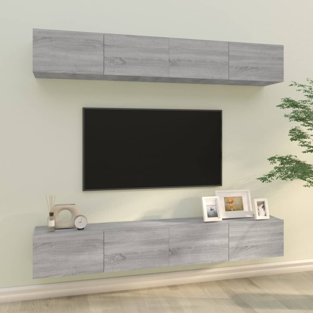 vidaXL Meubles TV muraux 4 pcs Sonoma gris 100x30x30 cm