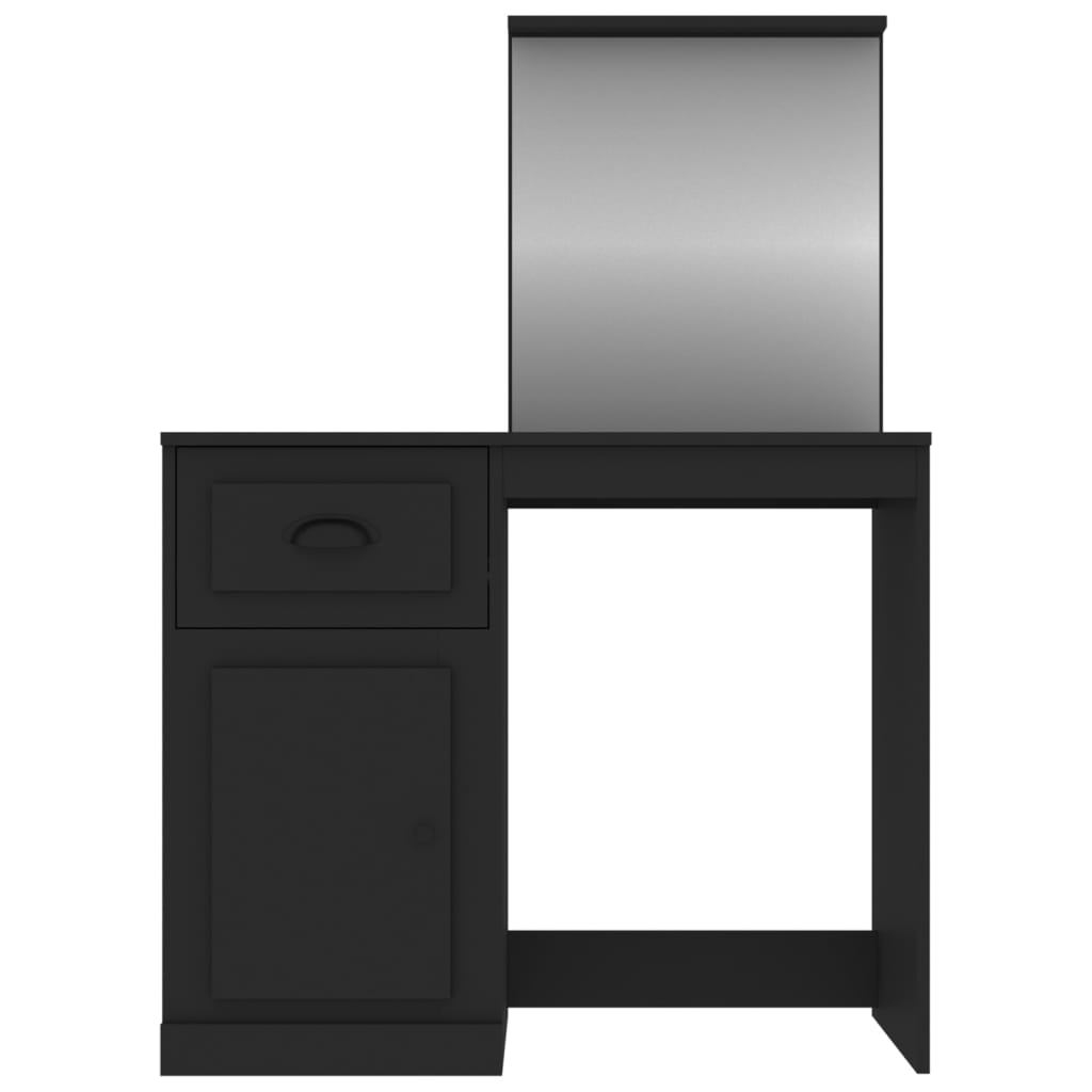 vidaXL Coiffeuse avec miroir noir 90x50x132,5 cm bois d'ingénierie