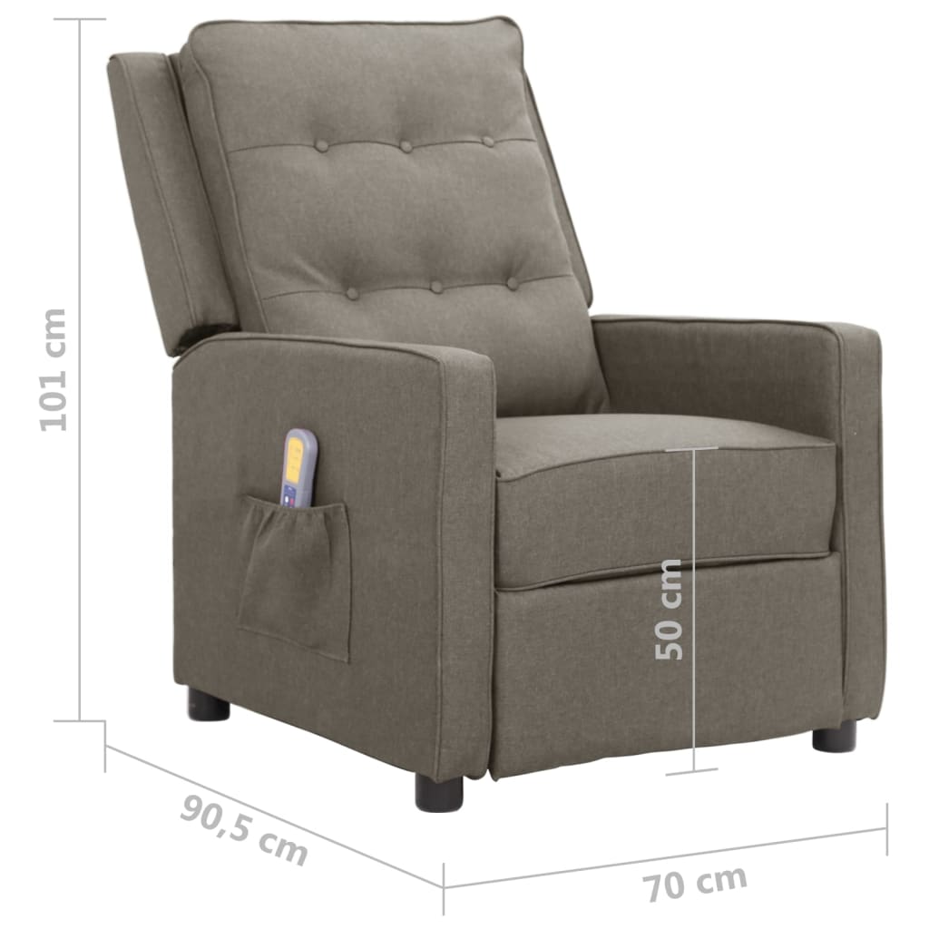 vidaXL Fauteuil de massage Gris clair Tissu