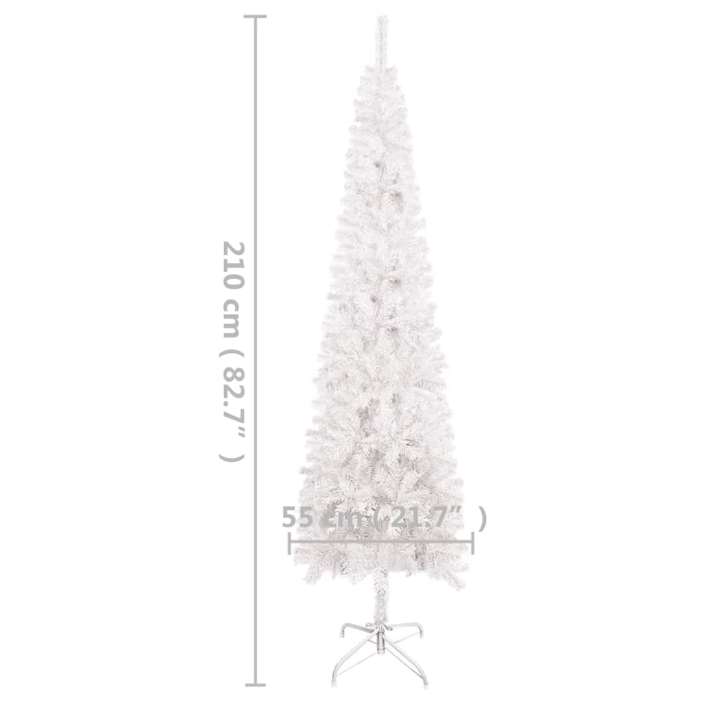 vidaXL Arbre de Noël mince avec LED Blanc 210 cm