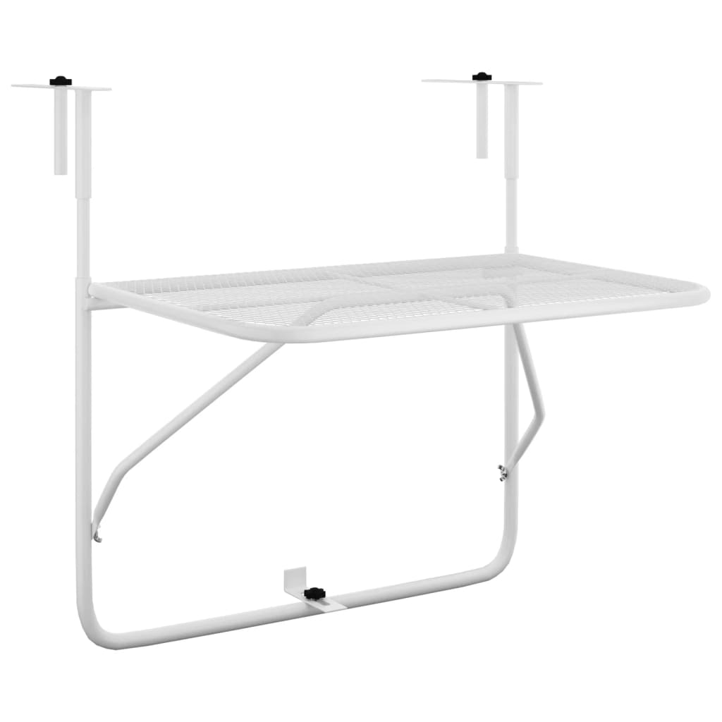 vidaXL Table de balcon Blanc 60x40 cm Acier
