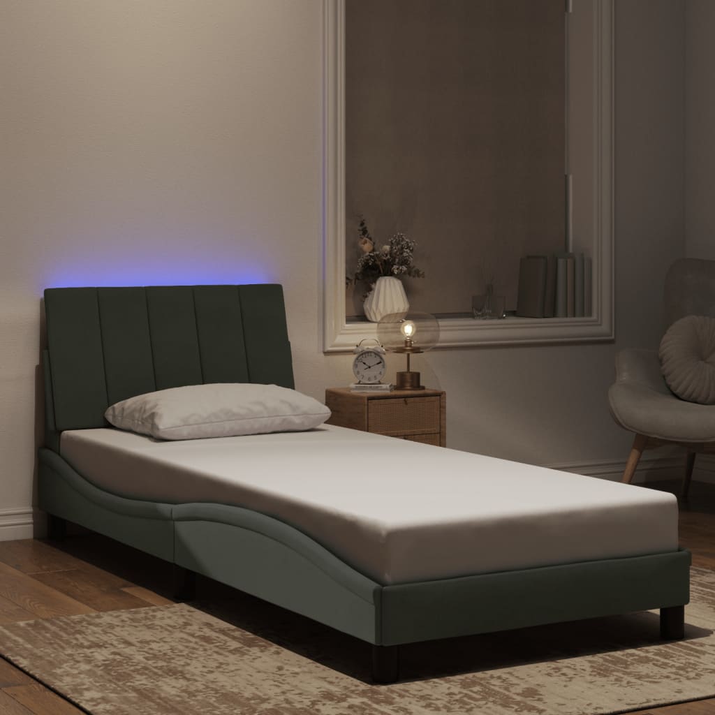 vidaXL Cadre de lit avec lumières LED Gris clair 80x200 cm Velours