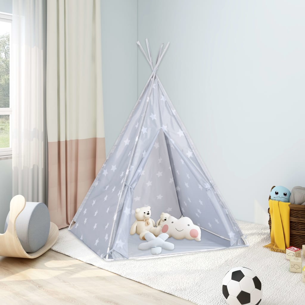 vidaXL Tente tipi pour enfants avec sac Polyester Gris 115x115x160 cm