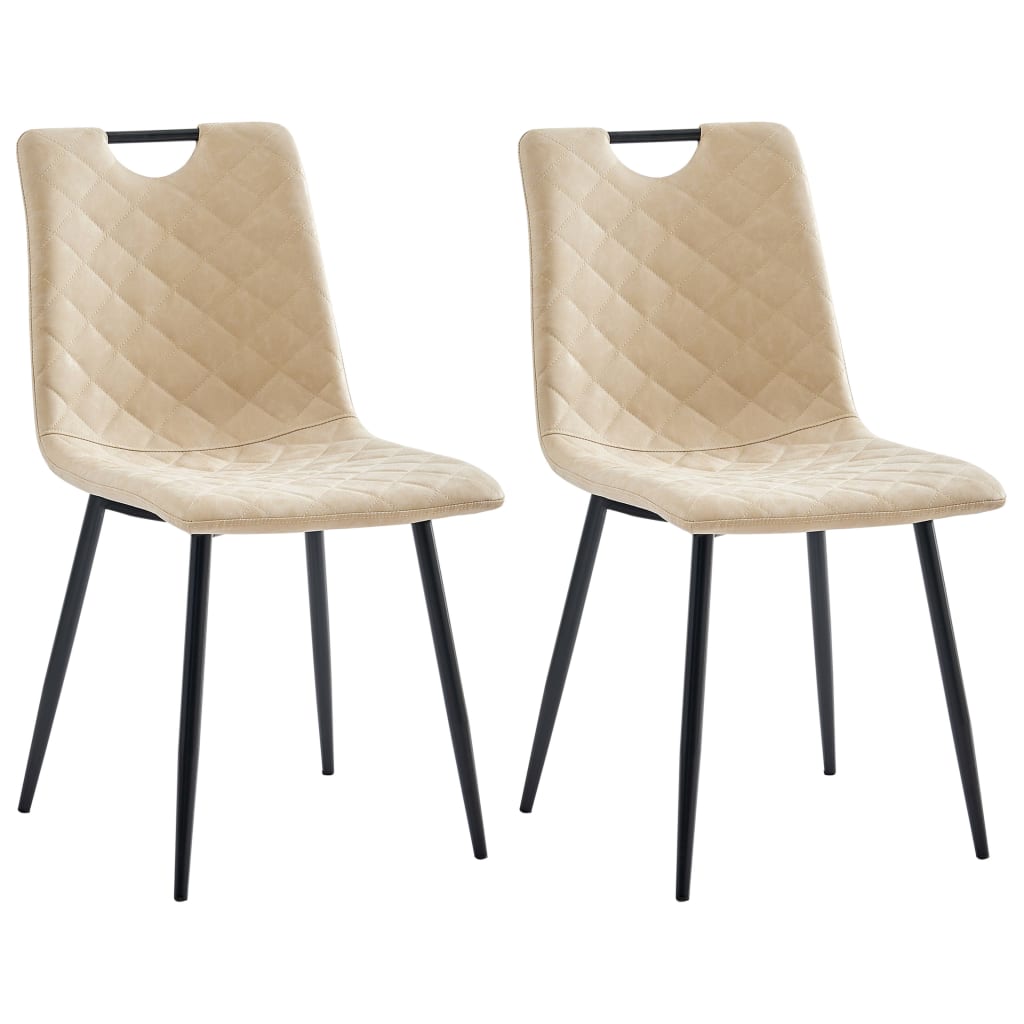 vidaXL Chaises de salle à manger 2 pcs Crème Similicuir