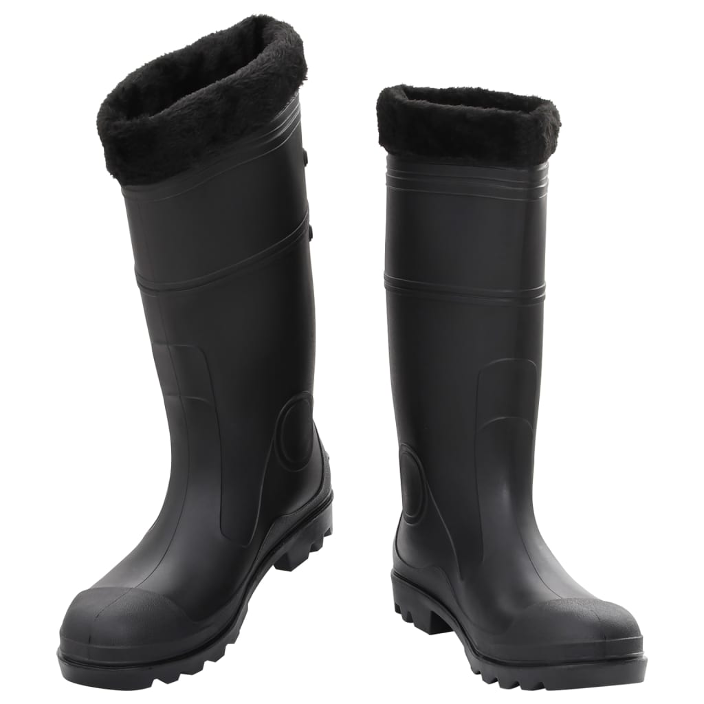 vidaXL Bottes de pluie avec chaussettes amovibles noir taille 44 PVC
