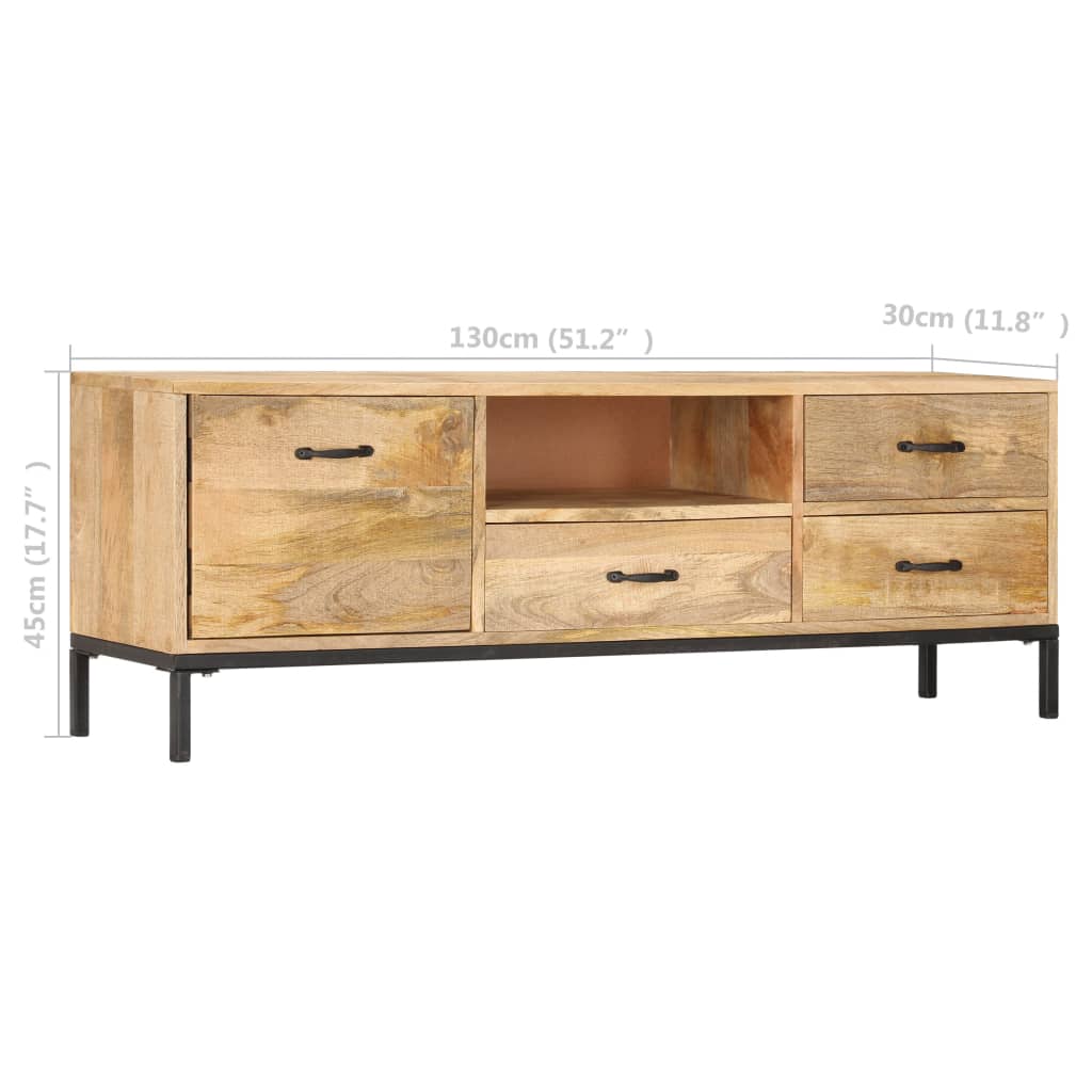 vidaXL Meuble TV 130 x 30 x 45 cm Bois massif de manguier
