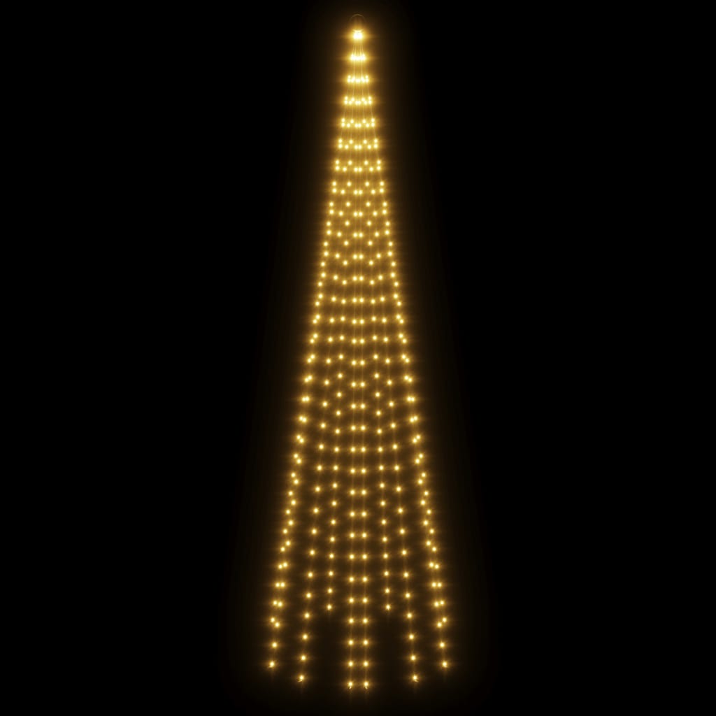 vidaXL Sapin de Noël sur mât de drapeau 310 LED Blanc chaud 300 cm