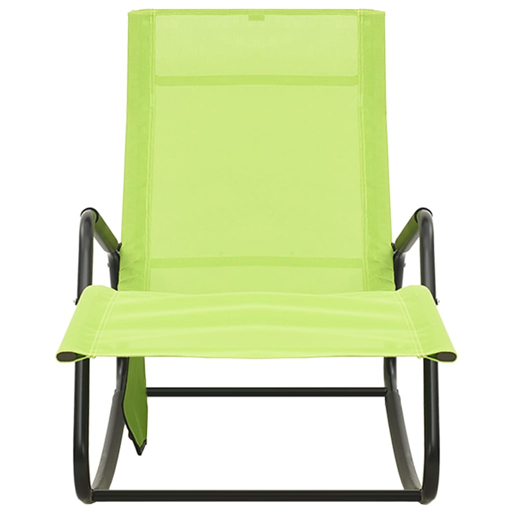vidaXL Chaise longue acier et textilène vert