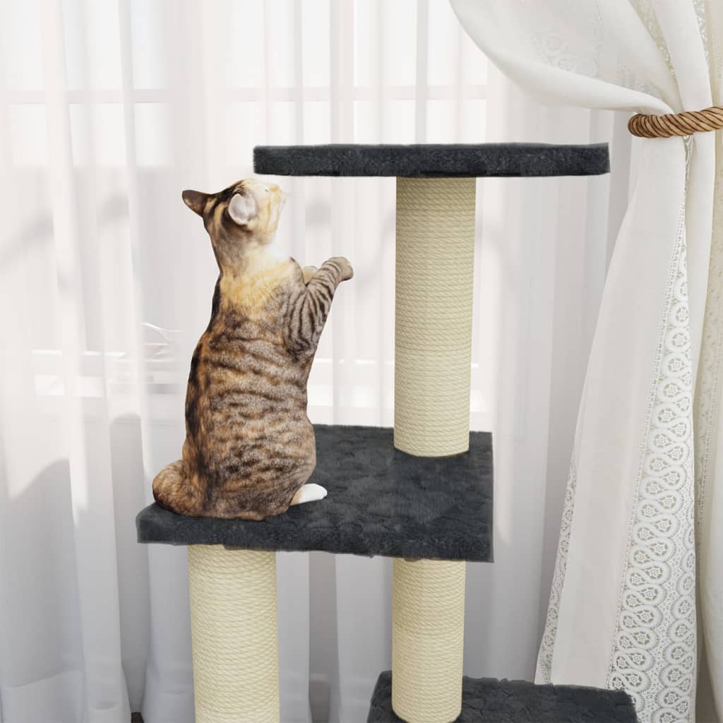 vidaXL Arbre à chat avec griffoirs en sisal Gris foncé 92 cm