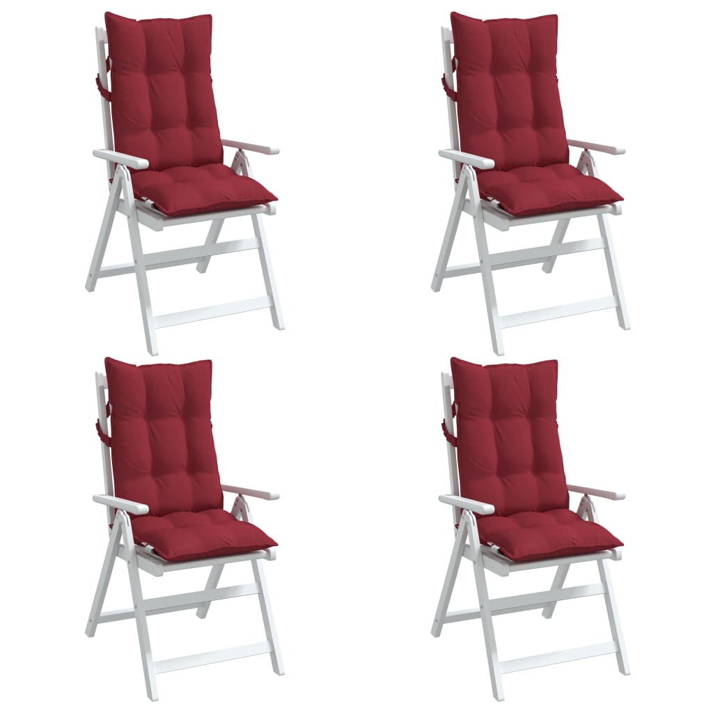 vidaXL Coussins de chaise à dossier haut lot de 4 rouge bordeaux