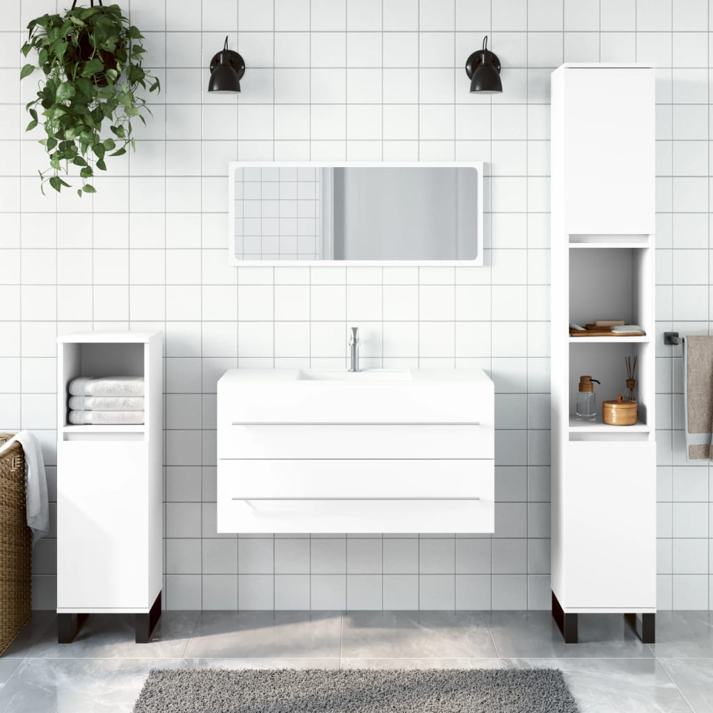 vidaXL Armoire de salle de bain avec miroir blanc bois d'ingénierie