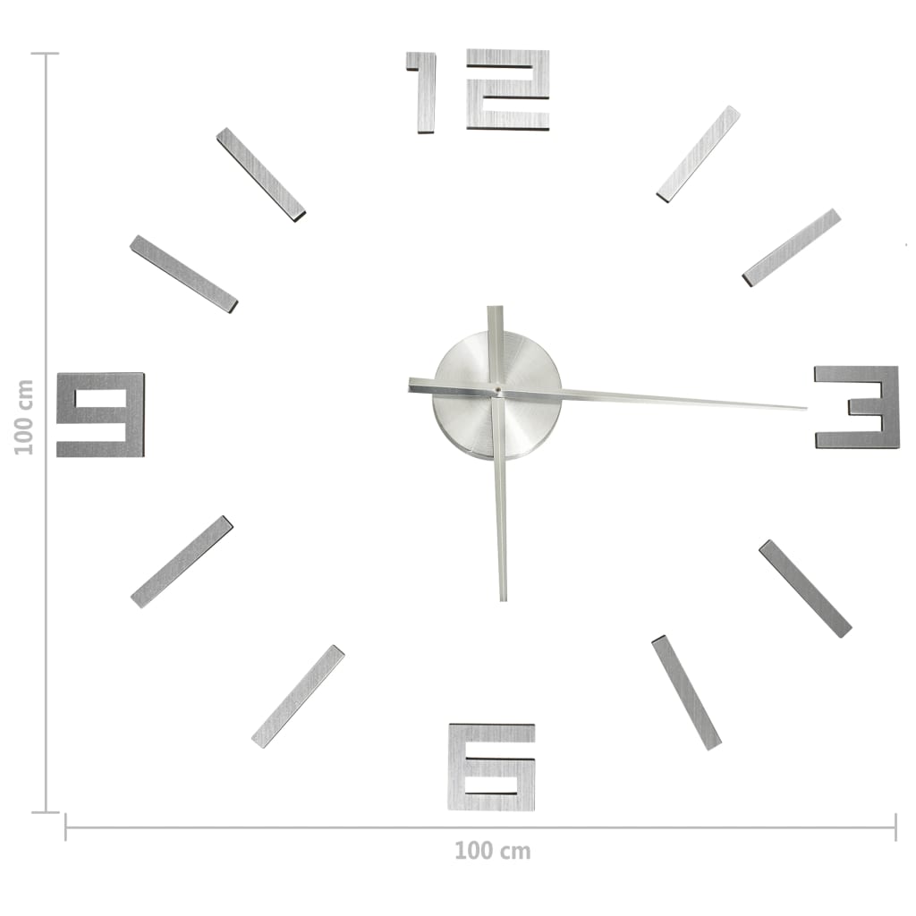 vidaXL Horloge murale 3D Design moderne Argenté 100 cm XXL