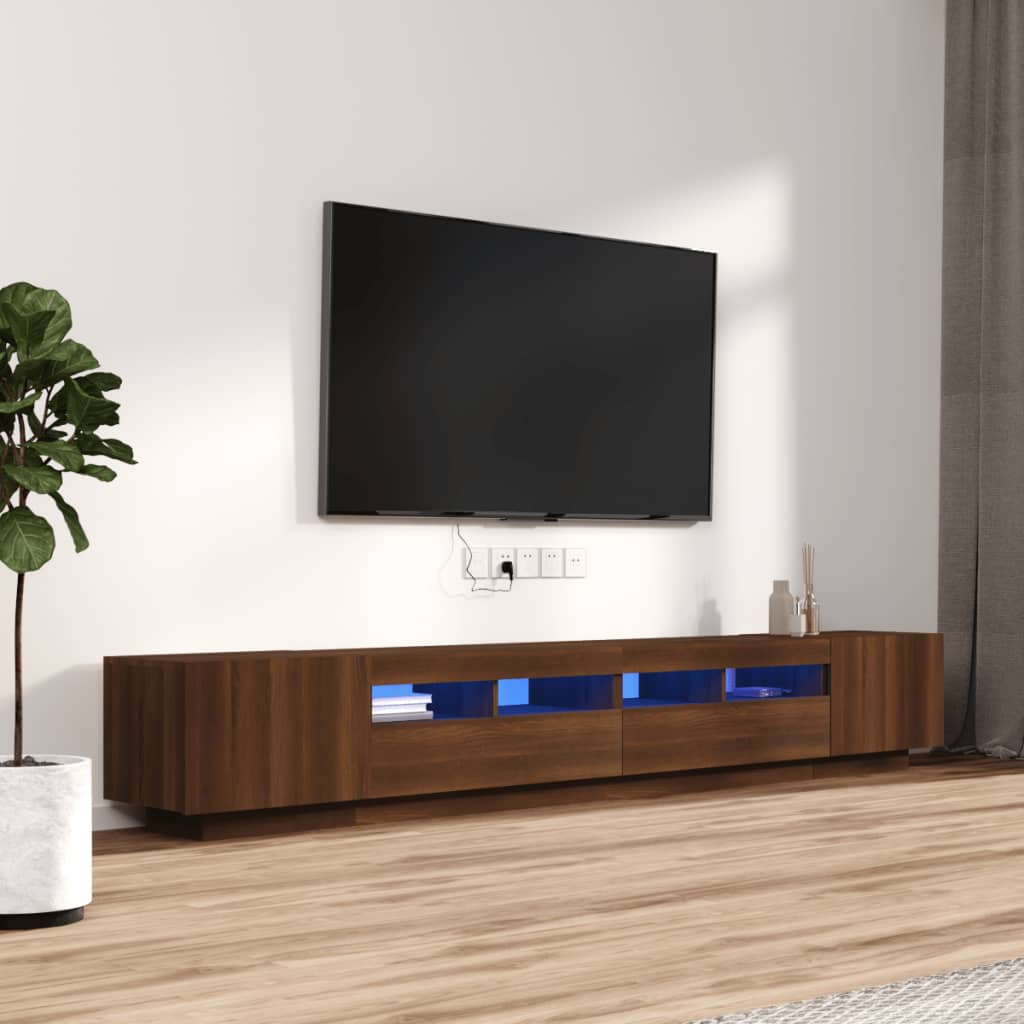 vidaXL Ensemble de meubles TV avec lumières LED 3 pcs Chêne marron