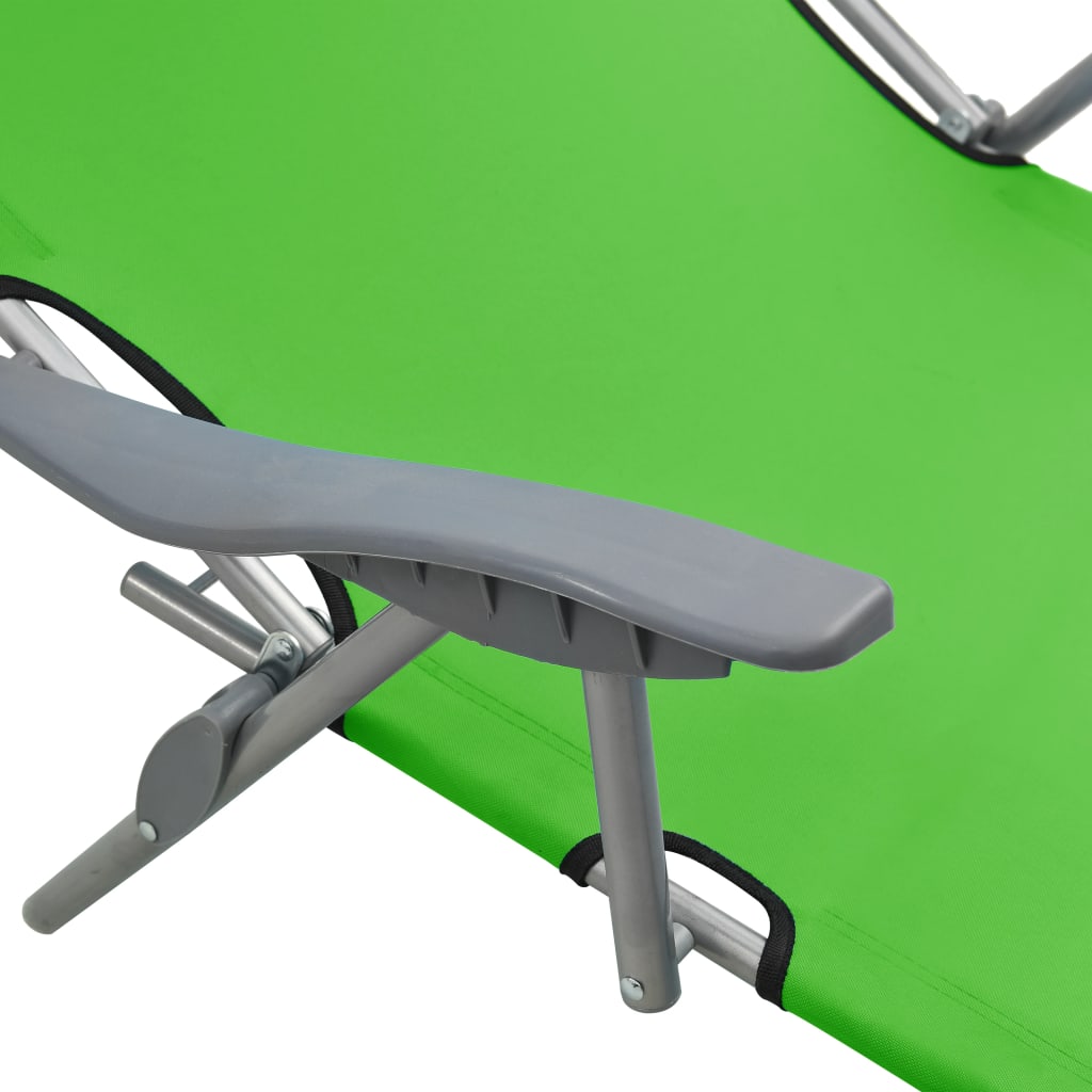 vidaXL Chaise longue avec auvent acier vert