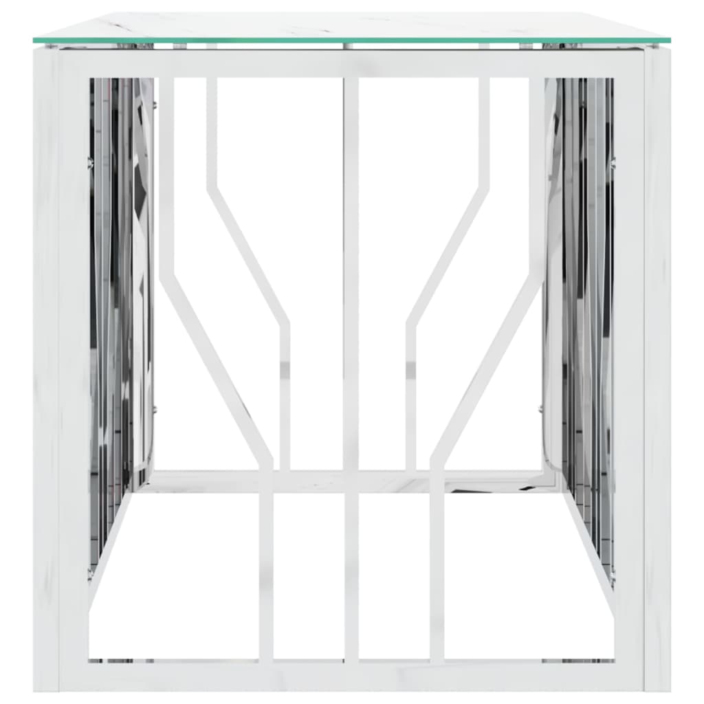 vidaXL Table basse argenté 110x45x45 cm acier inoxydable et verre