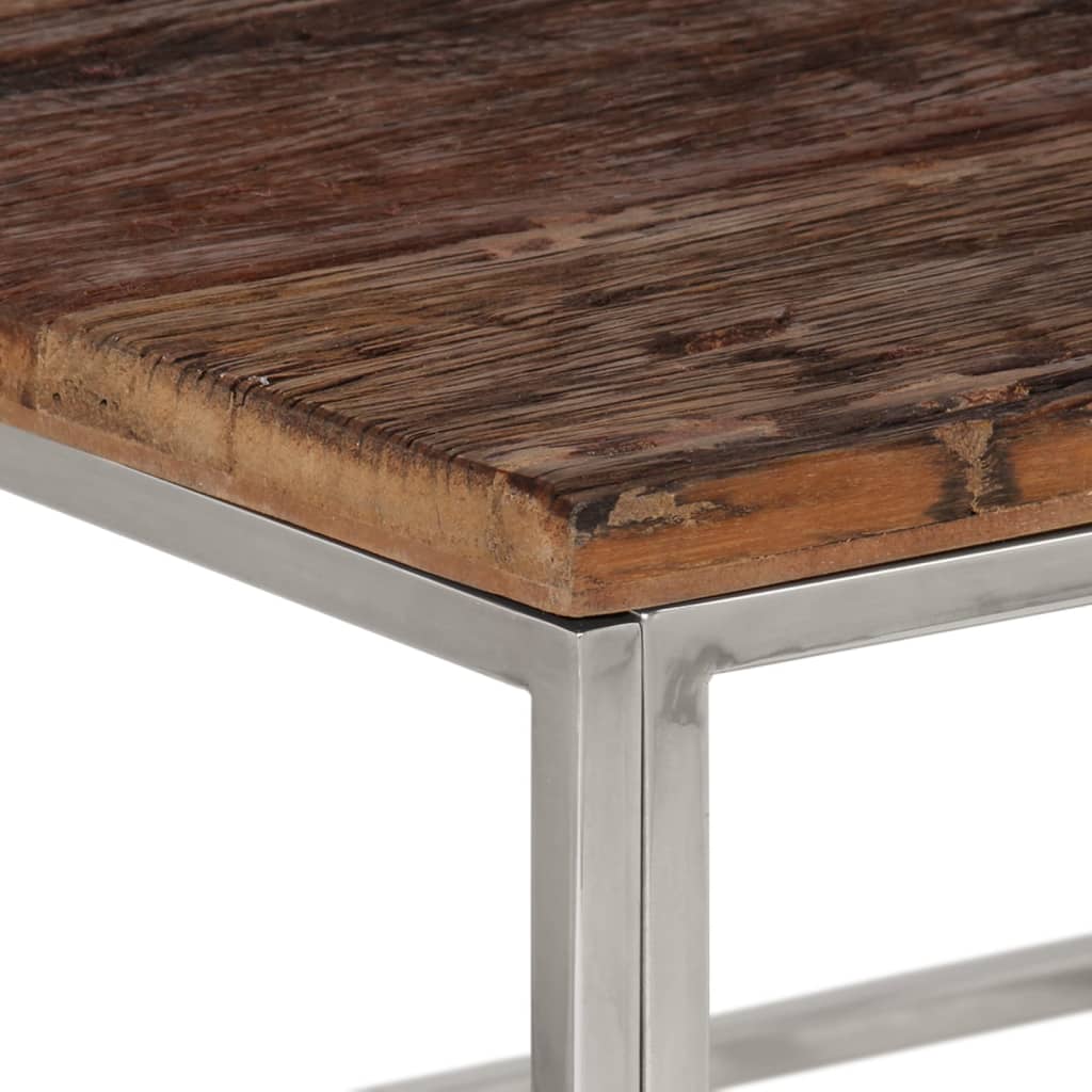 vidaXL Table basse argenté inox et bois de mélèze massif
