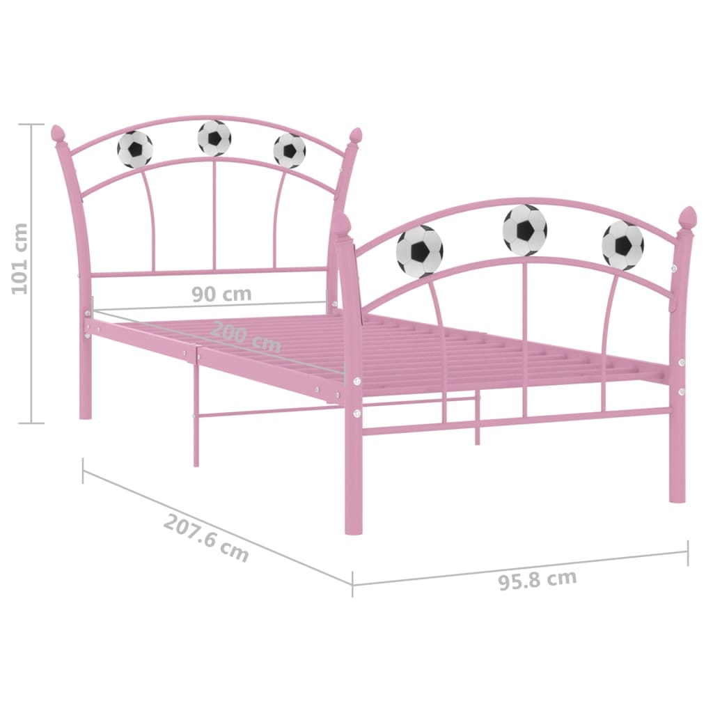 vidaXL Cadre de lit avec design de football Rose Métal 90x200 cm