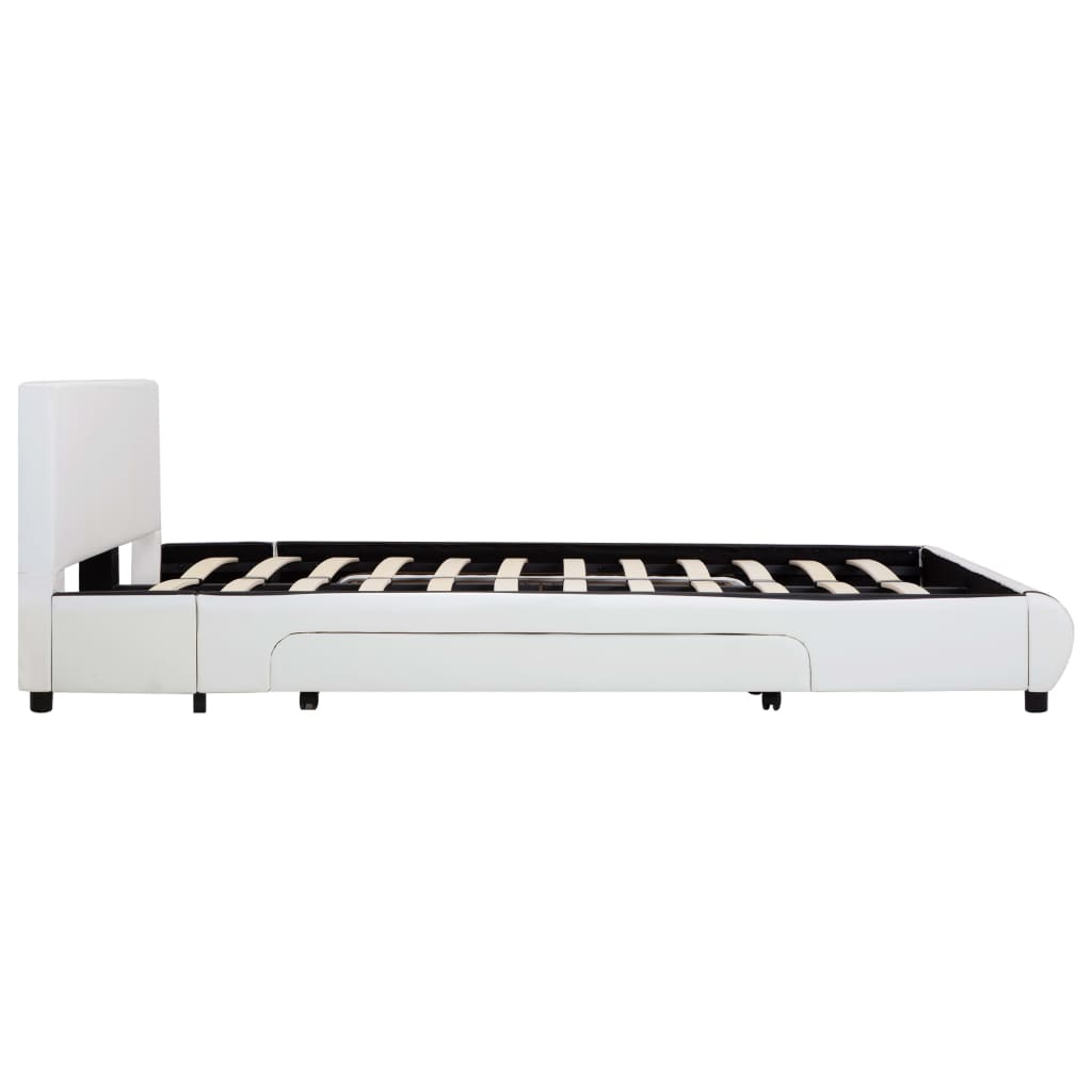 vidaXL Cadre de lit avec tiroirs Blanc Similicuir 160x200 cm